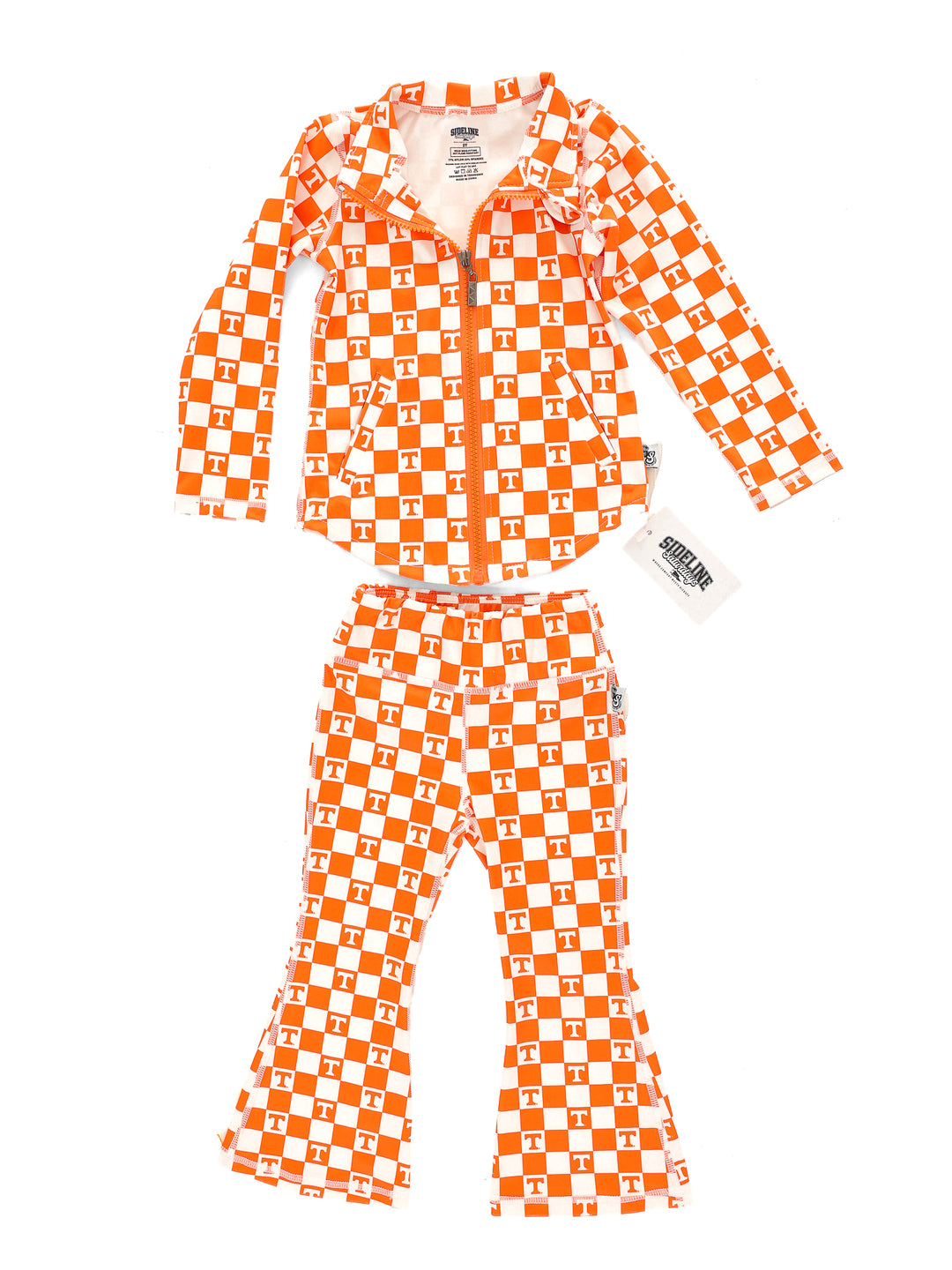 Little Vols Checkerboard Quarter Zip Flare Pant Set
