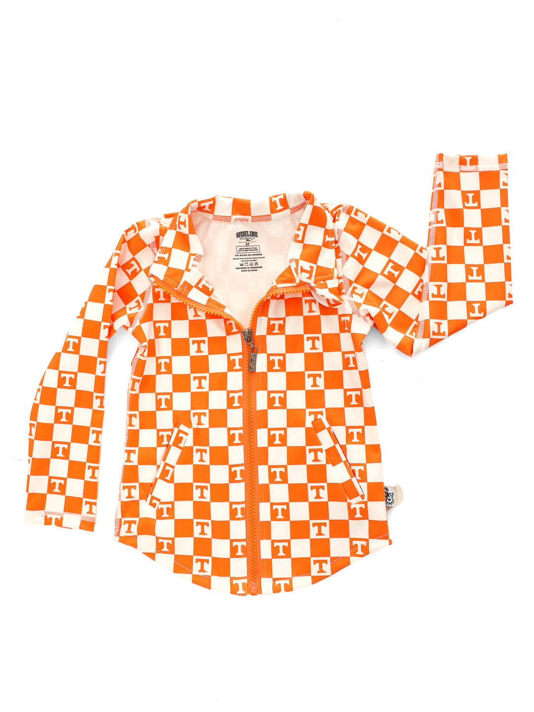 Little Vols Checkerboard Quarter Zip Flare Pant Set