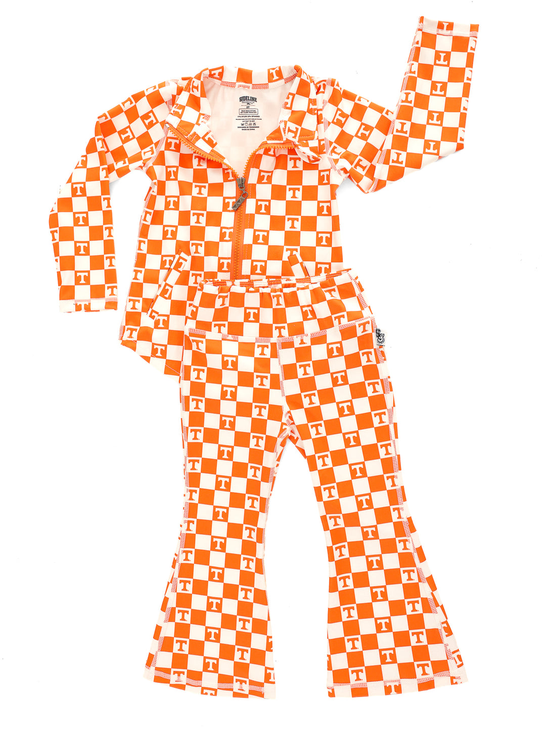 Little Vols Checkerboard Quarter Zip Flare Pant Set