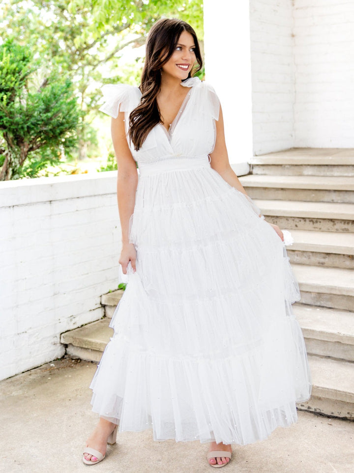 Happily Ever After Pearl Tulle Maxi Dress