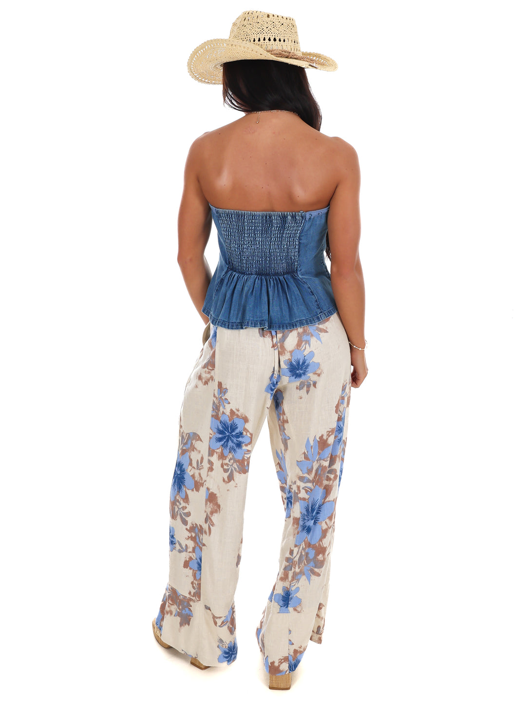 Free People Days End Printed Linen Pull On Pants