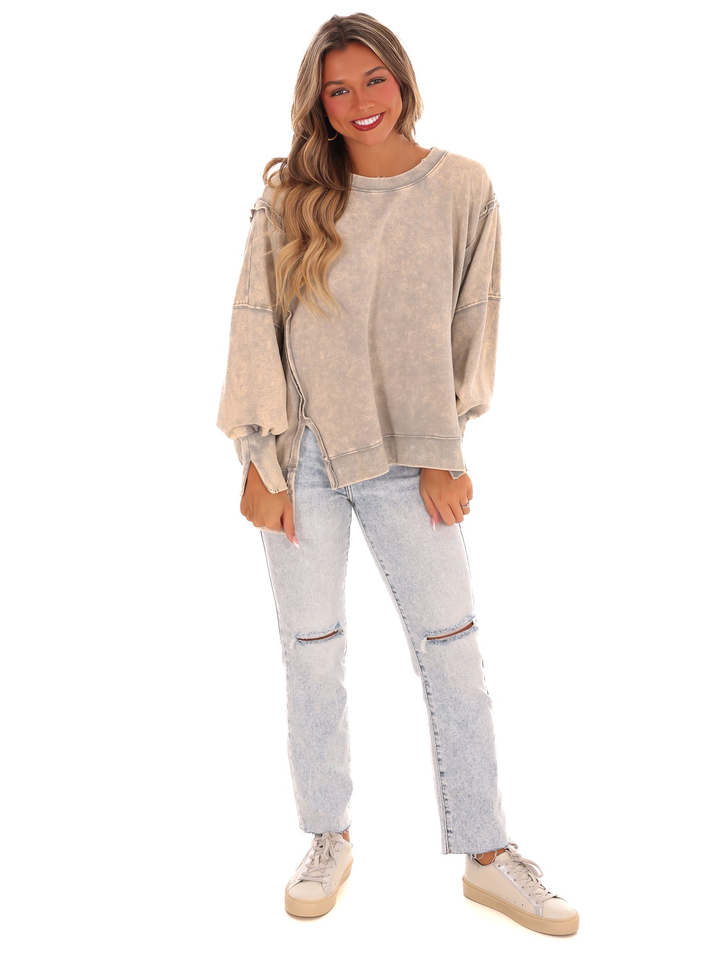 Lovely Life Acid Wash Sweatshirt