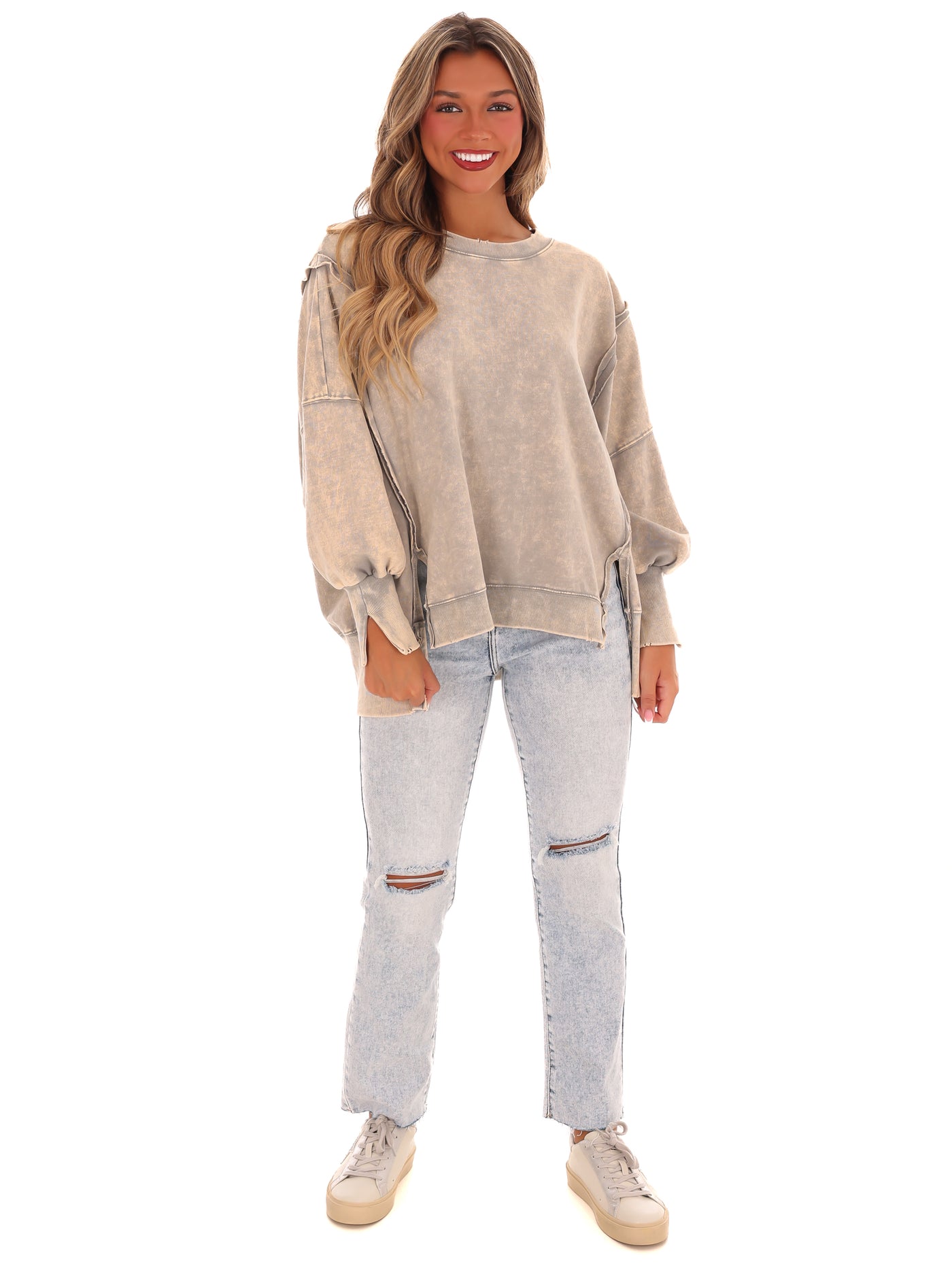 Lovely Life Acid Wash Sweatshirt