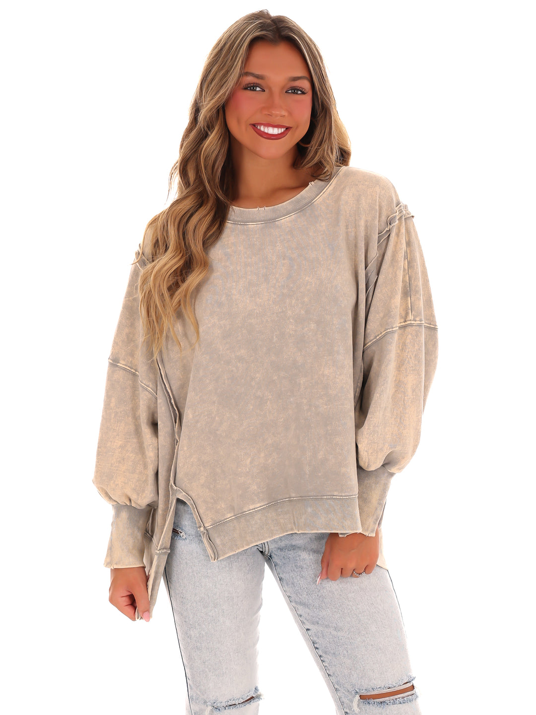 Lovely Life Acid Wash Sweatshirt