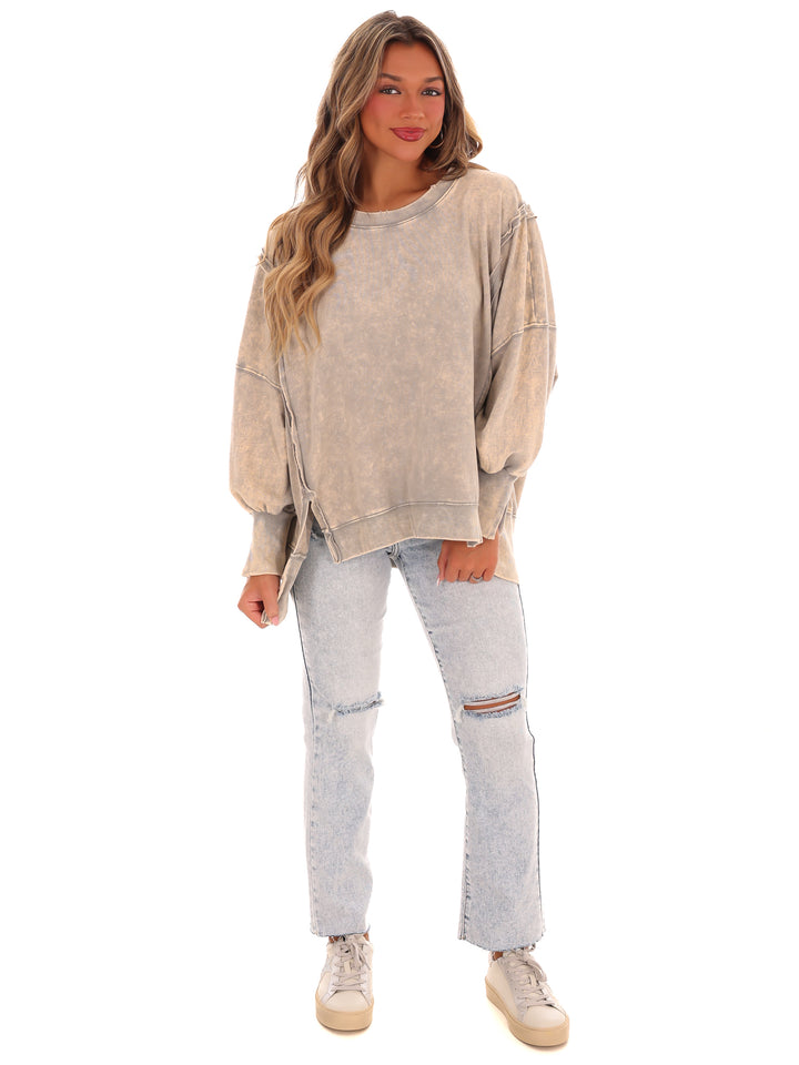 Lovely Life Acid Wash Sweatshirt