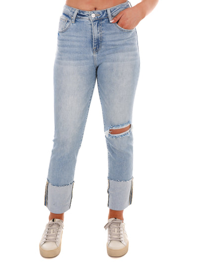 Just Like This Wide Cuffed Straight Jeans