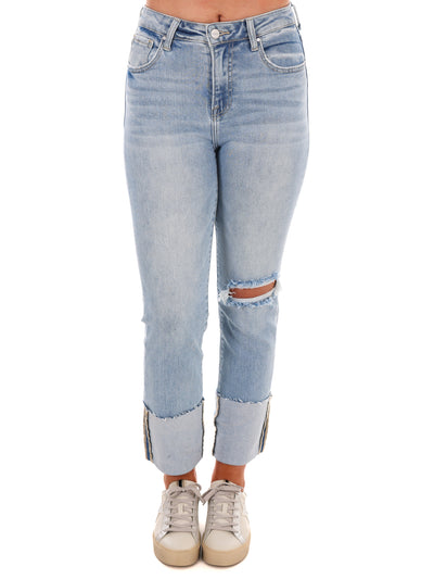 Just Like This Wide Cuffed Straight Jeans