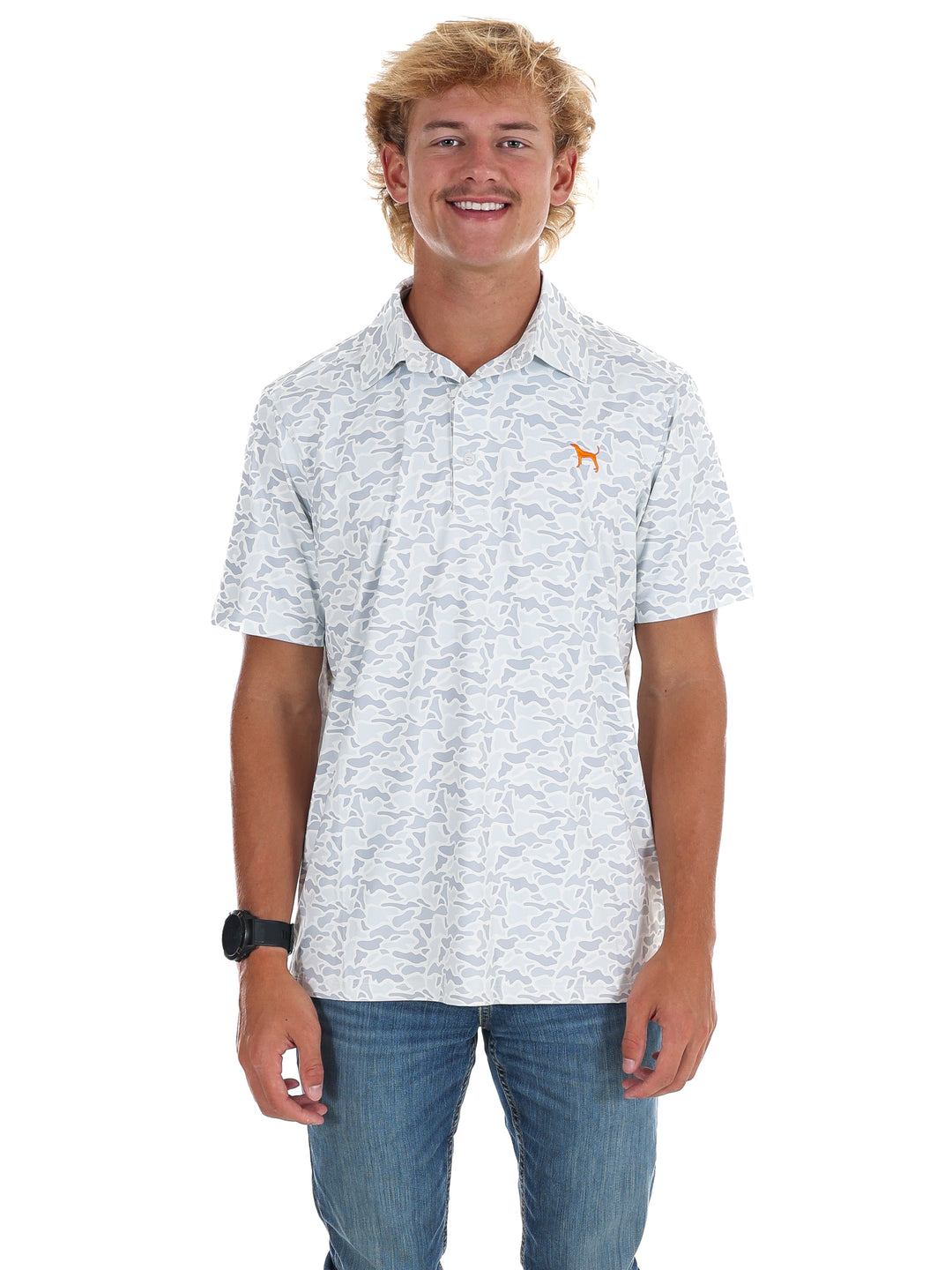 Men's Grey Camo Hound Dog Polo