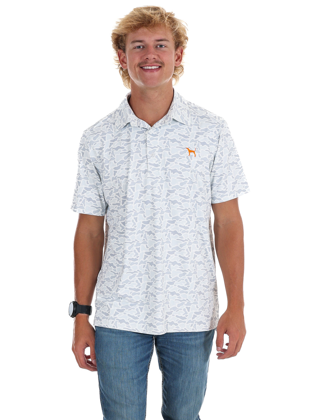Men's Grey Camo Hound Dog Polo