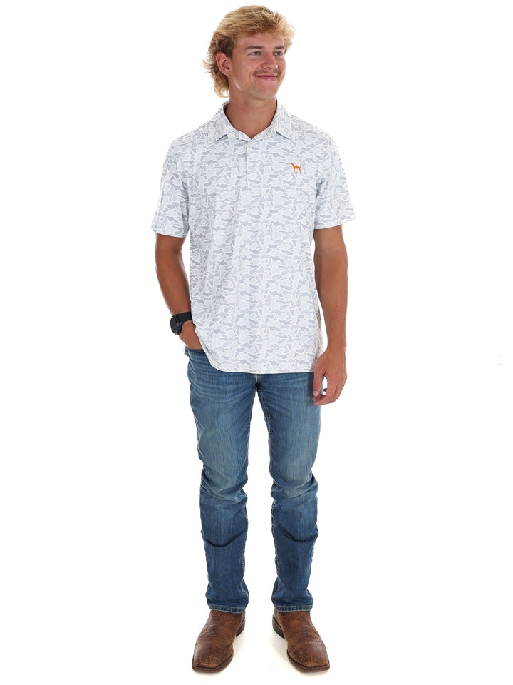Men's Grey Camo Hound Dog Polo