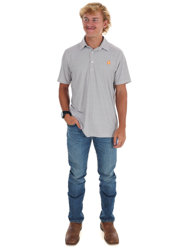 Men's Grey Stripe Polo