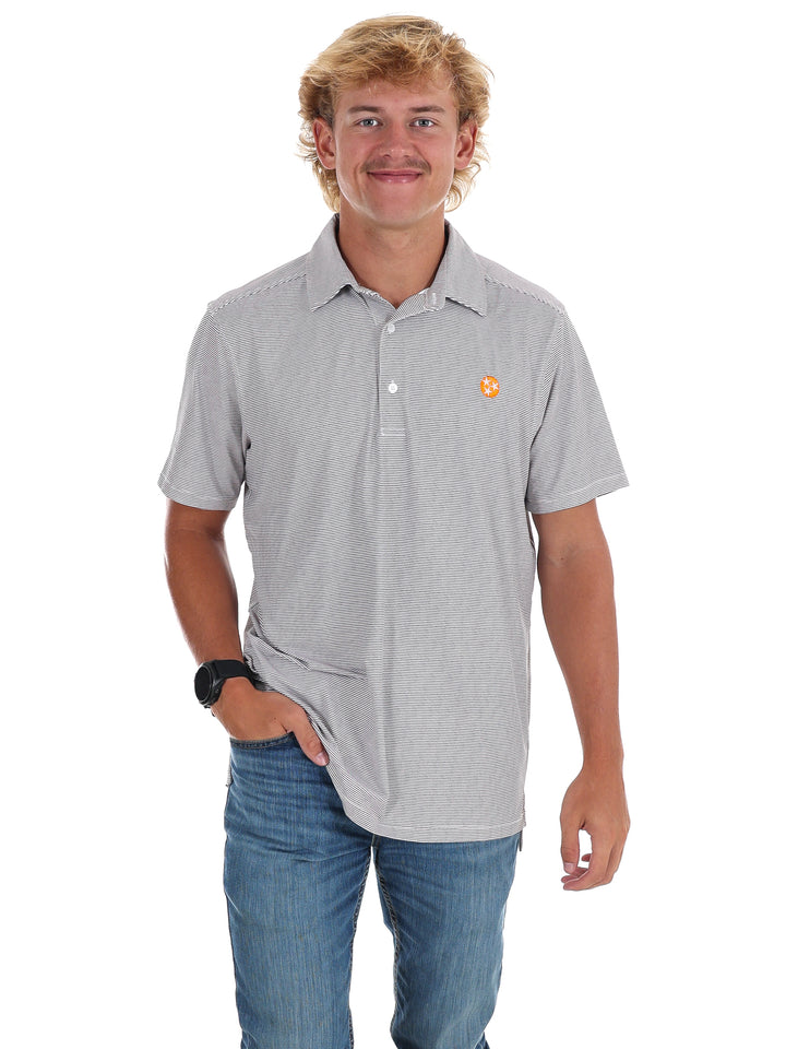 Men's Grey Stripe Polo