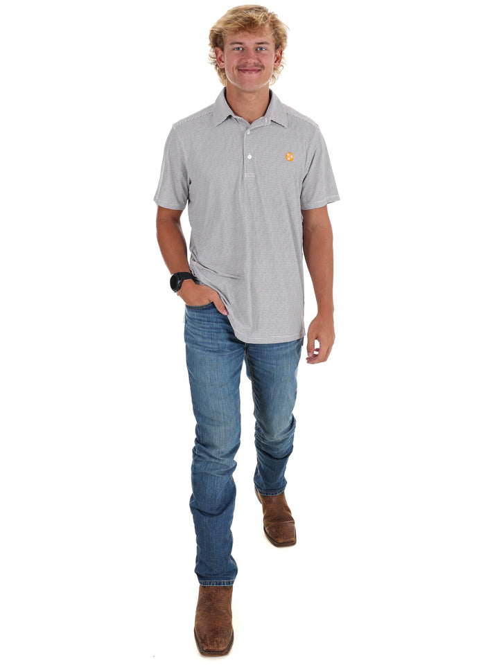 Men's Grey Stripe Polo