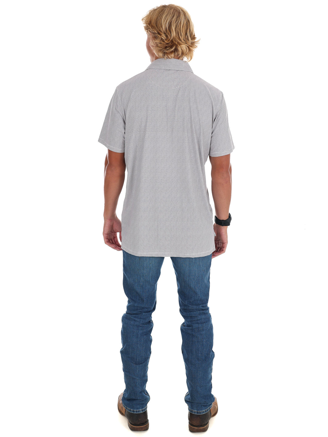 Men's Grey Stripe Polo