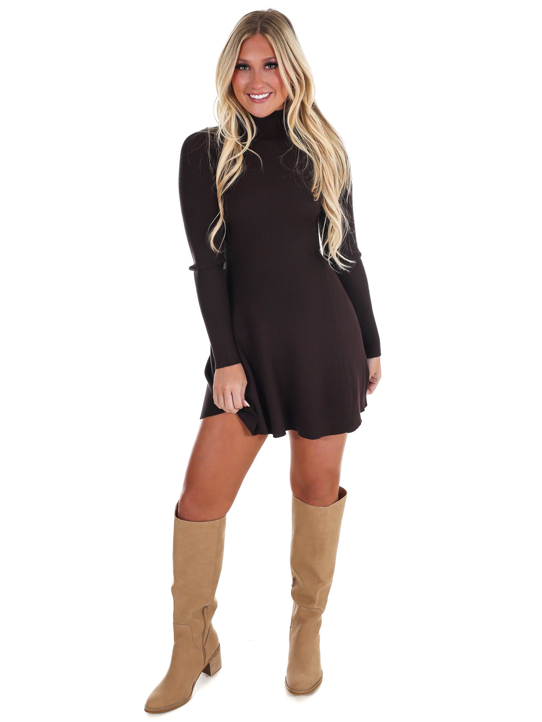 Chic Mock Neck Mini Dress
