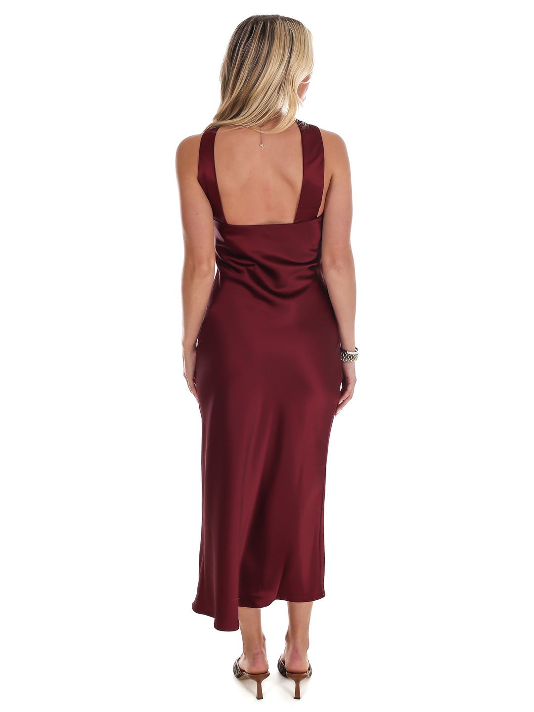 Holiday Party Satin Midi Dress