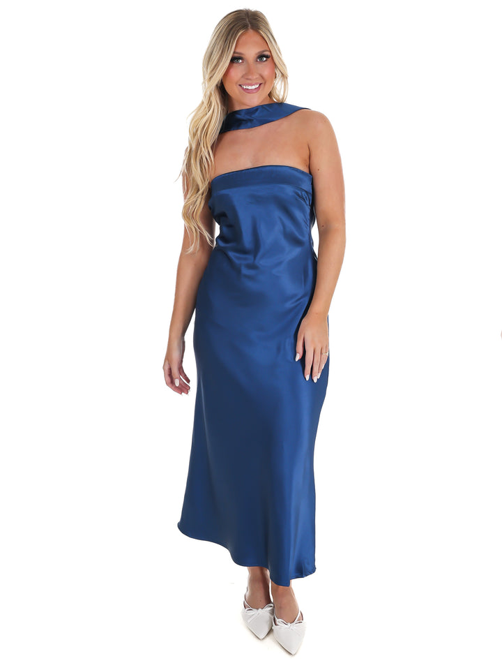 Holiday Party Satin Midi Dress