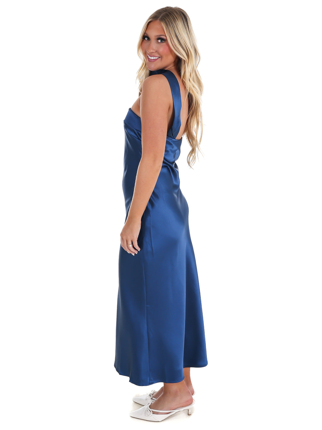 Holiday Party Satin Midi Dress
