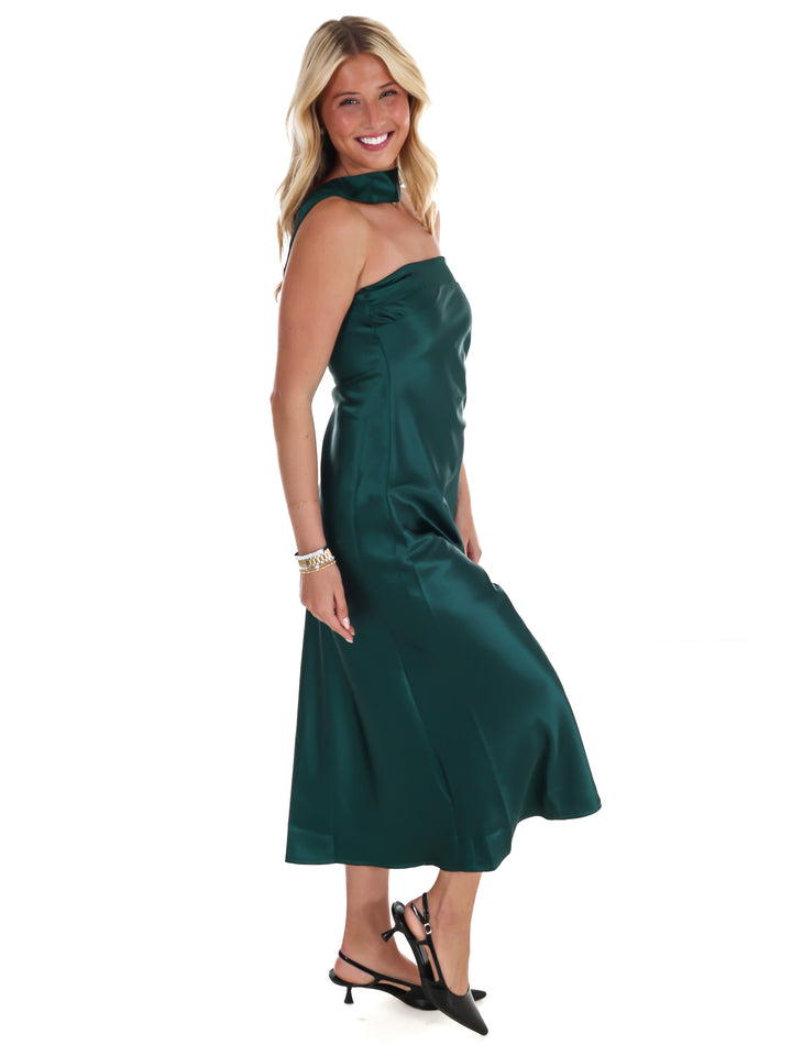 Holiday Party Satin Midi Dress