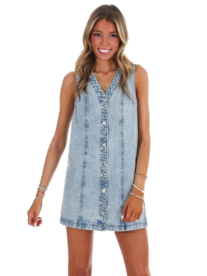 All the Angles V-Neck Denim Mini Dress