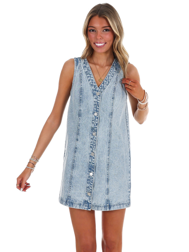 All the Angles V-Neck Denim Mini Dress