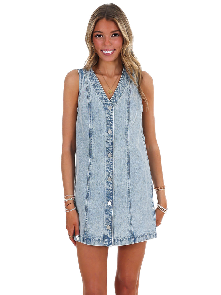 All the Angles V-Neck Denim Mini Dress