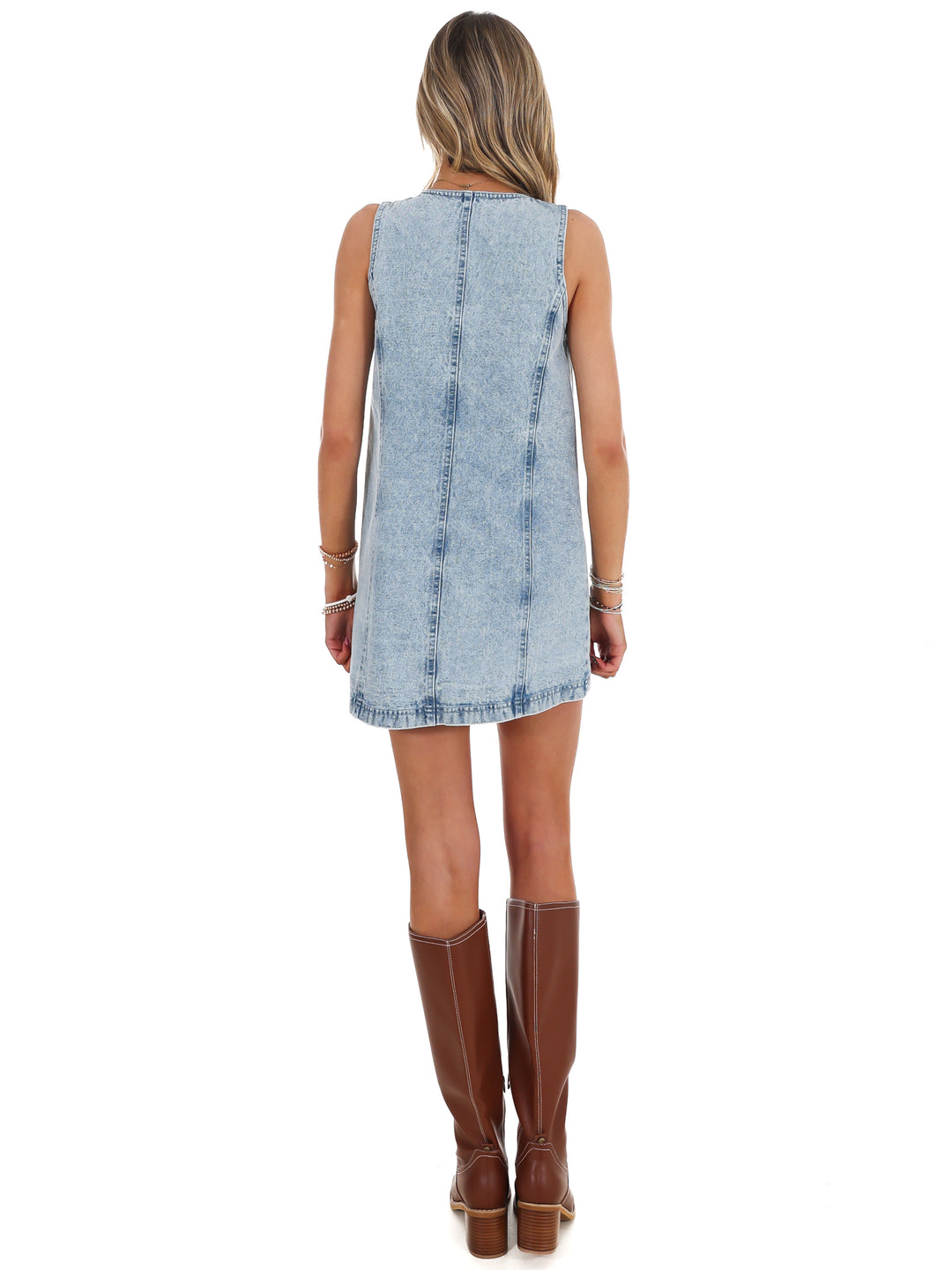All the Angles V-Neck Denim Mini Dress