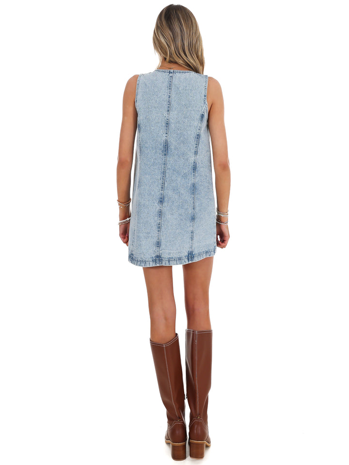 All the Angles V-Neck Denim Mini Dress