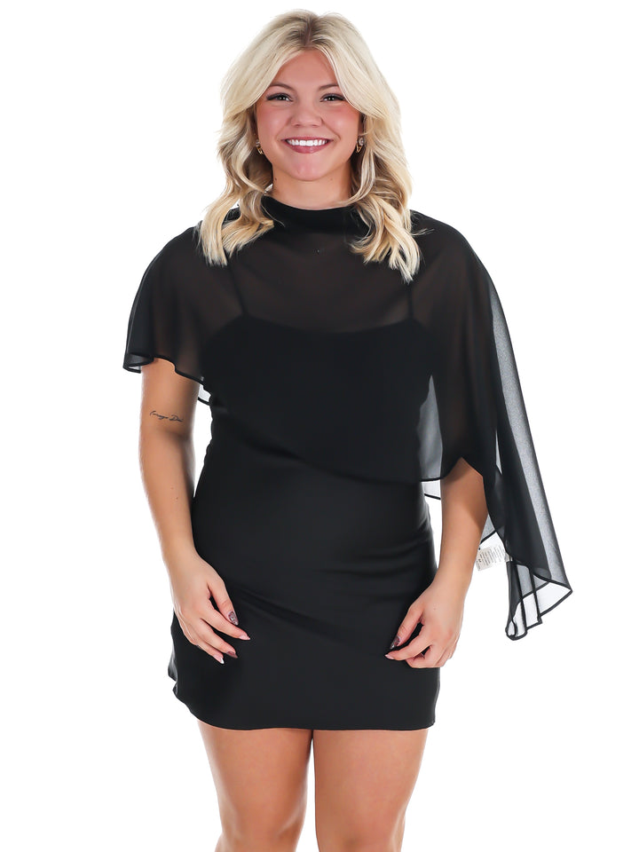 Rich Romance Satin Cape Mini Dress