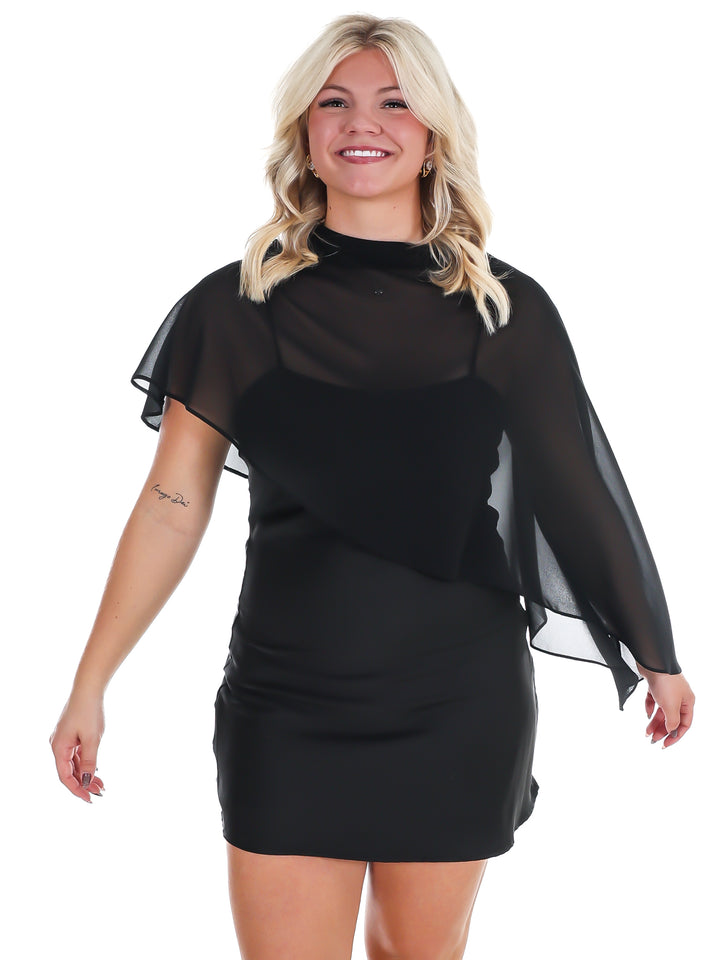 Rich Romance Satin Cape Mini Dress