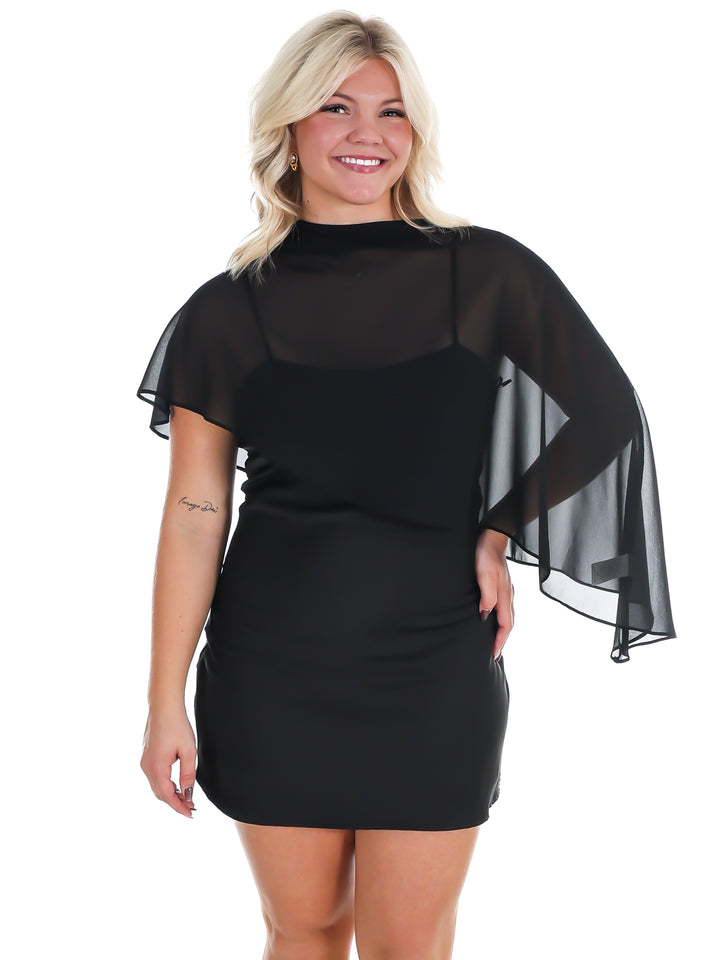 Rich Romance Satin Cape Mini Dress