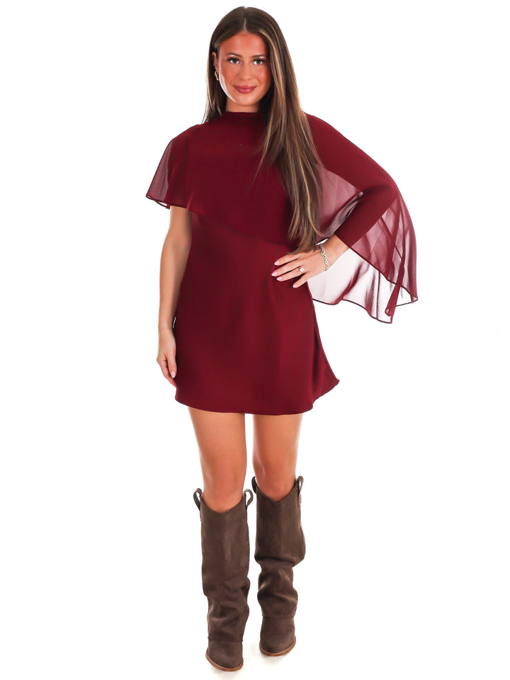 Rich Romance Satin Cape Mini Dress