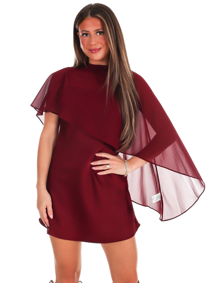 Rich Romance Satin Cape Mini Dress
