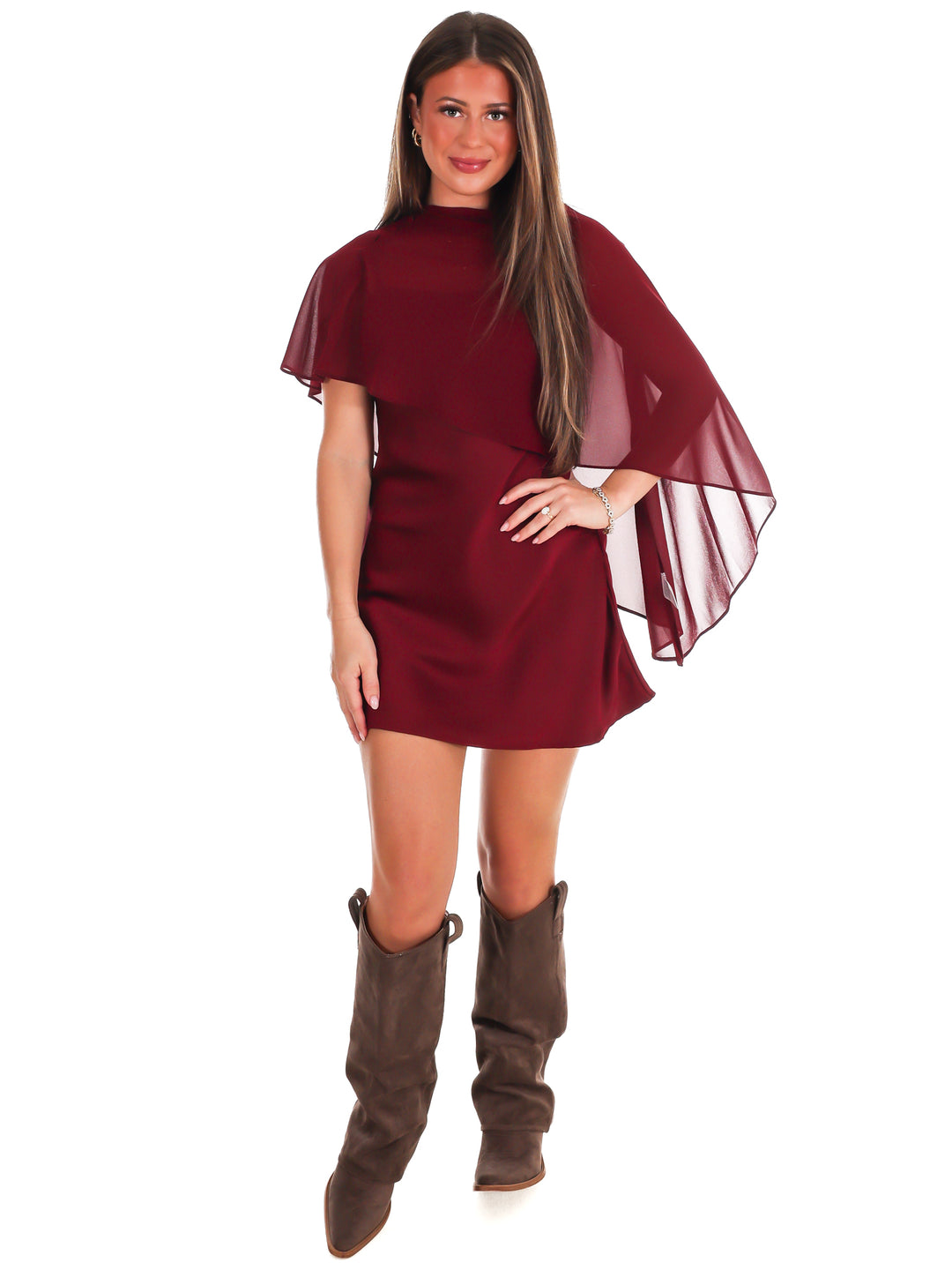 Rich Romance Satin Cape Mini Dress