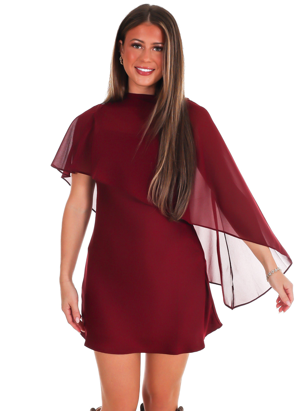 Rich Romance Satin Cape Mini Dress