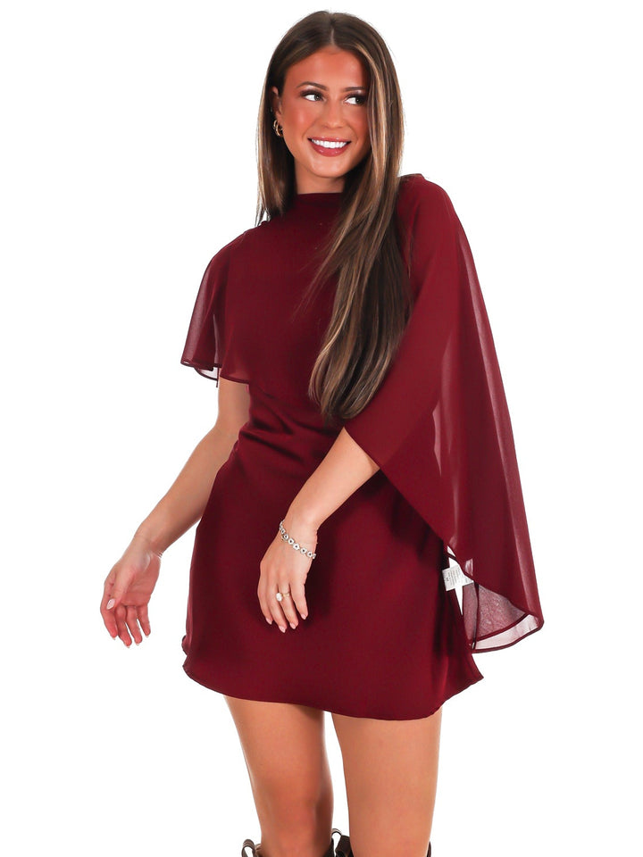 Rich Romance Satin Cape Mini Dress