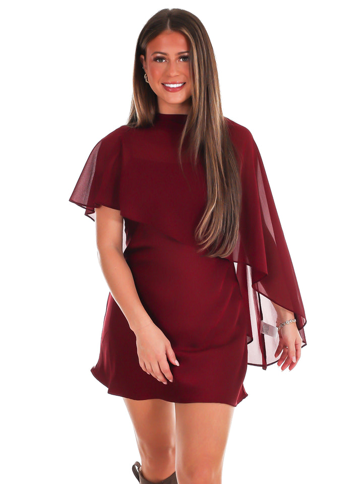 Rich Romance Satin Cape Mini Dress
