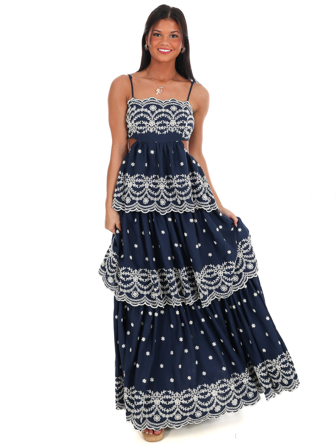 Sunset Key Layered Eyelet Maxi Dress