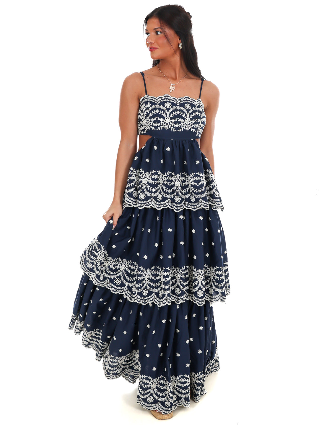Sunset Key Layered Eyelet Maxi Dress