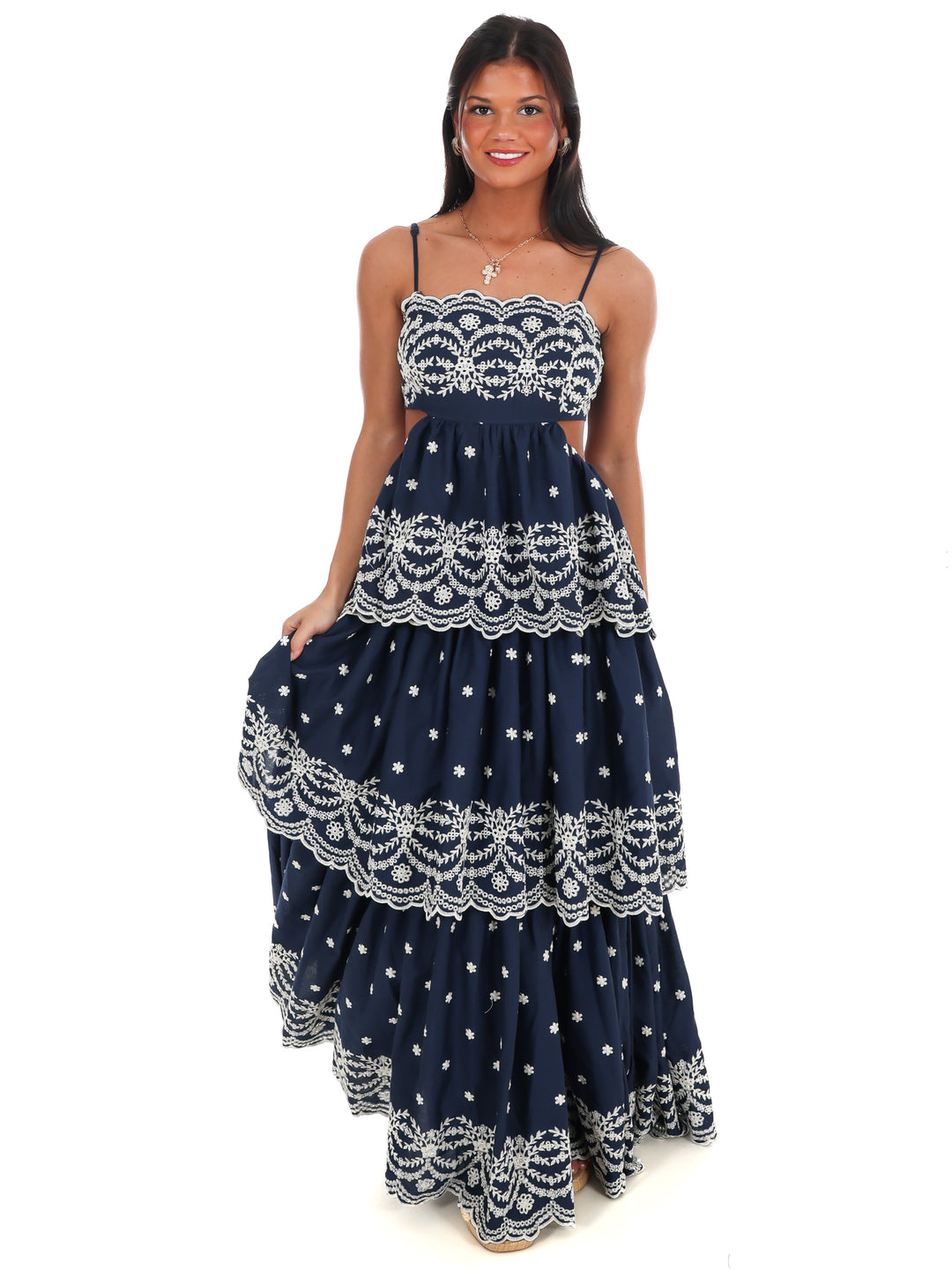 Sunset Key Layered Eyelet Maxi Dress