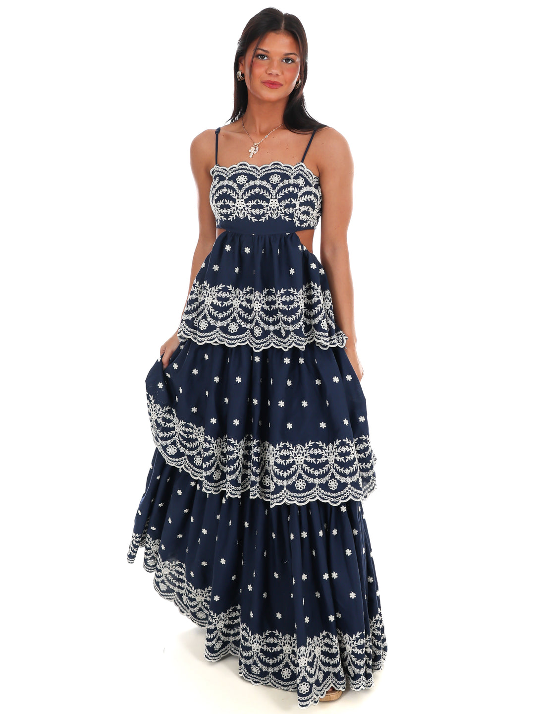 Sunset Key Layered Eyelet Maxi Dress