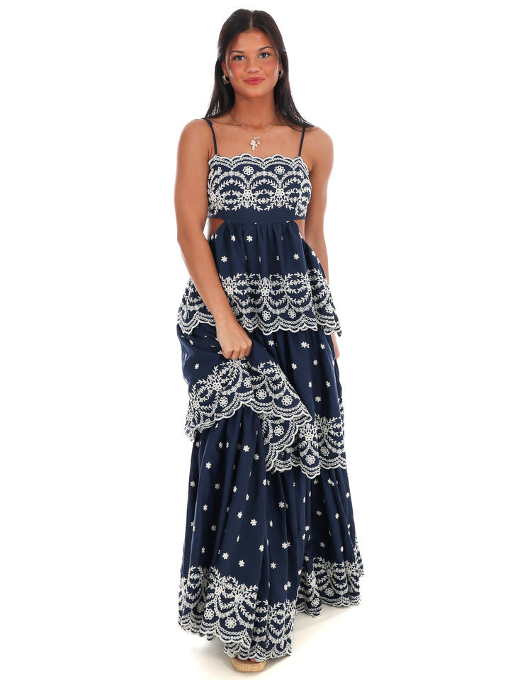 Sunset Key Layered Eyelet Maxi Dress