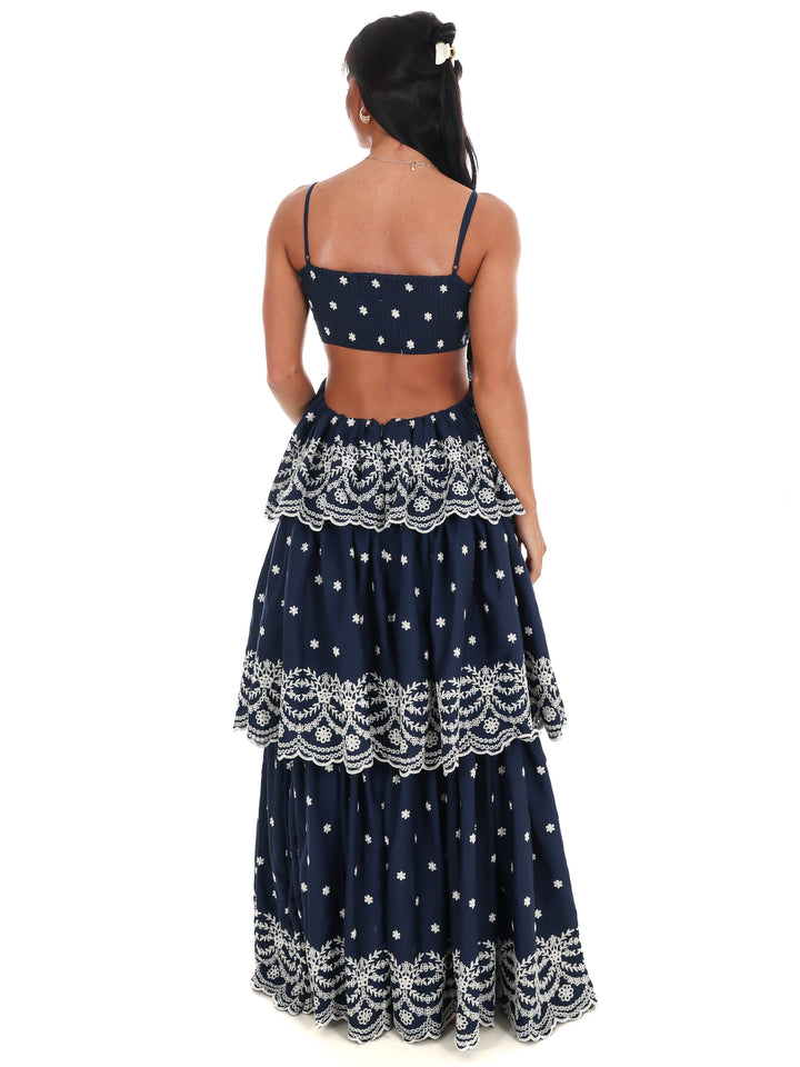 Sunset Key Layered Eyelet Maxi Dress