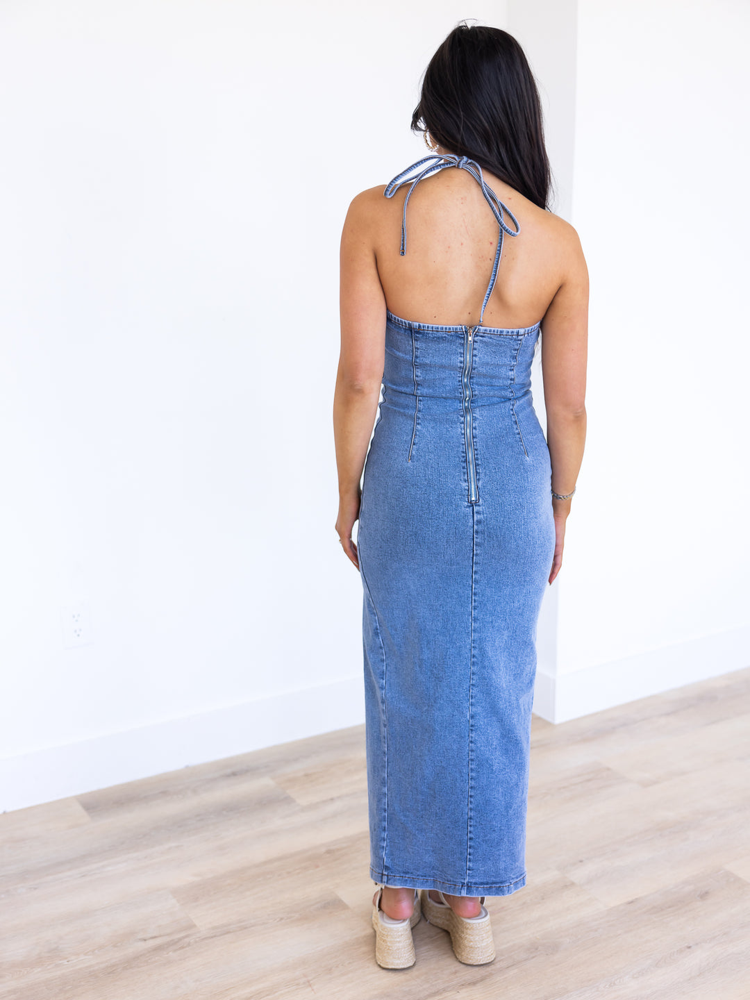 Perfect Day Halter Denim Maxi Dress Josie's Boutique Perfect Day Halter Denim Maxi Dress Josie's Boutique