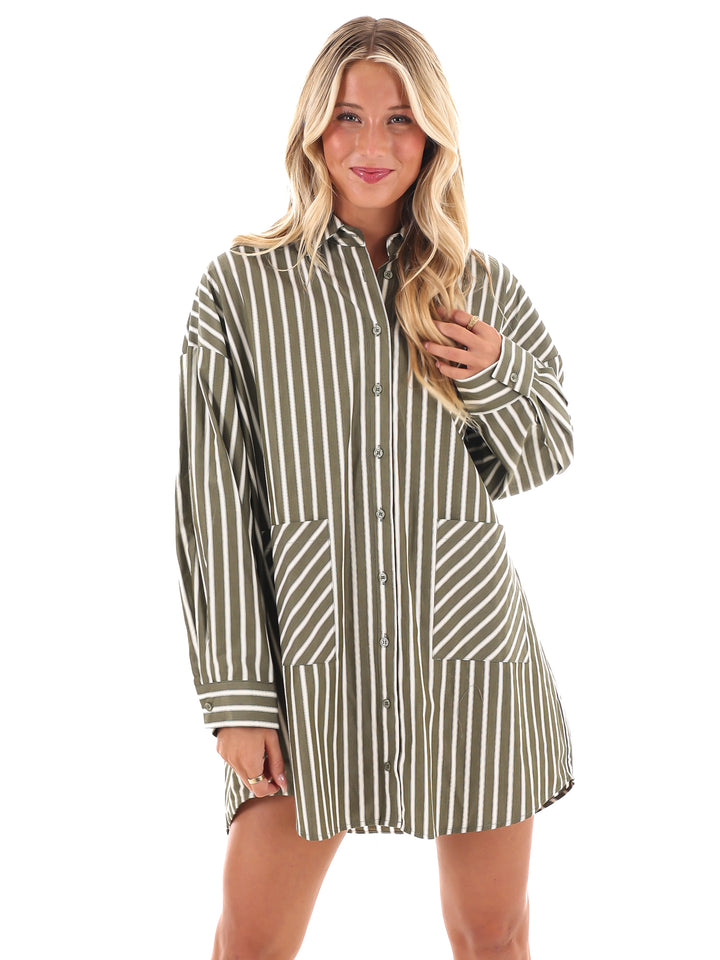 Easy Stripes Oversized Shirt Dress