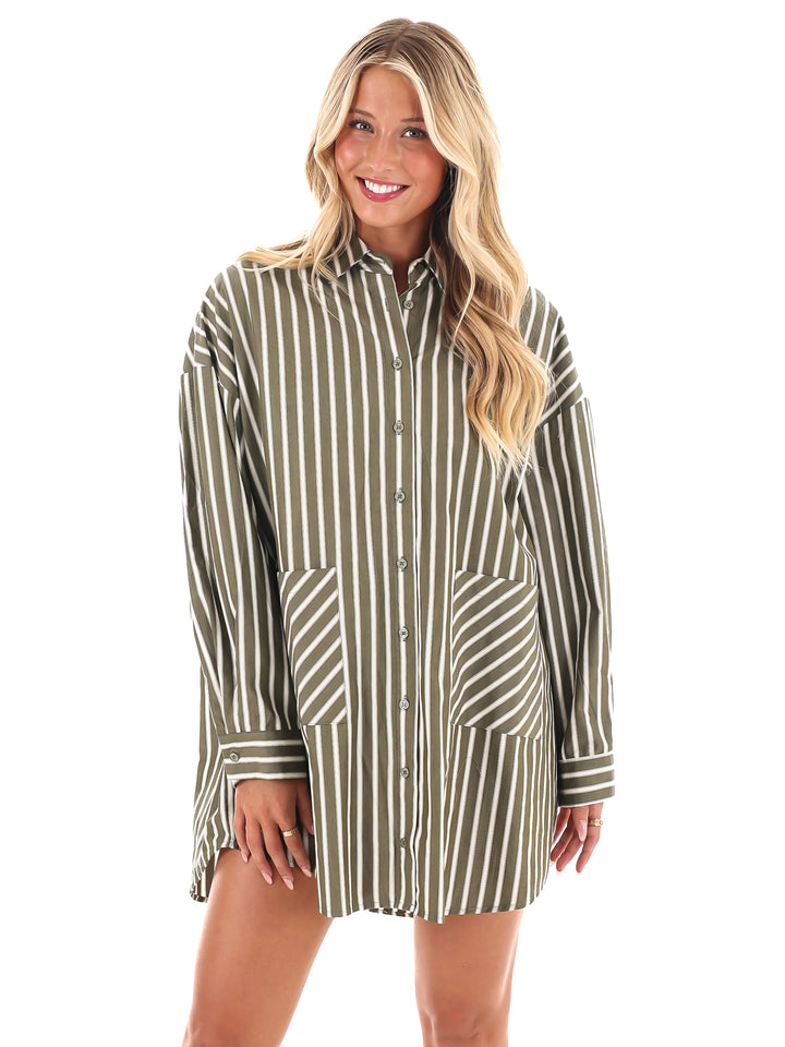 Easy Stripes Oversized Shirt Dress