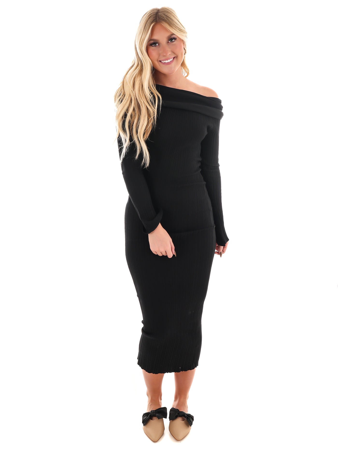 Serene Off Shoulder Sweater Maxi Dress