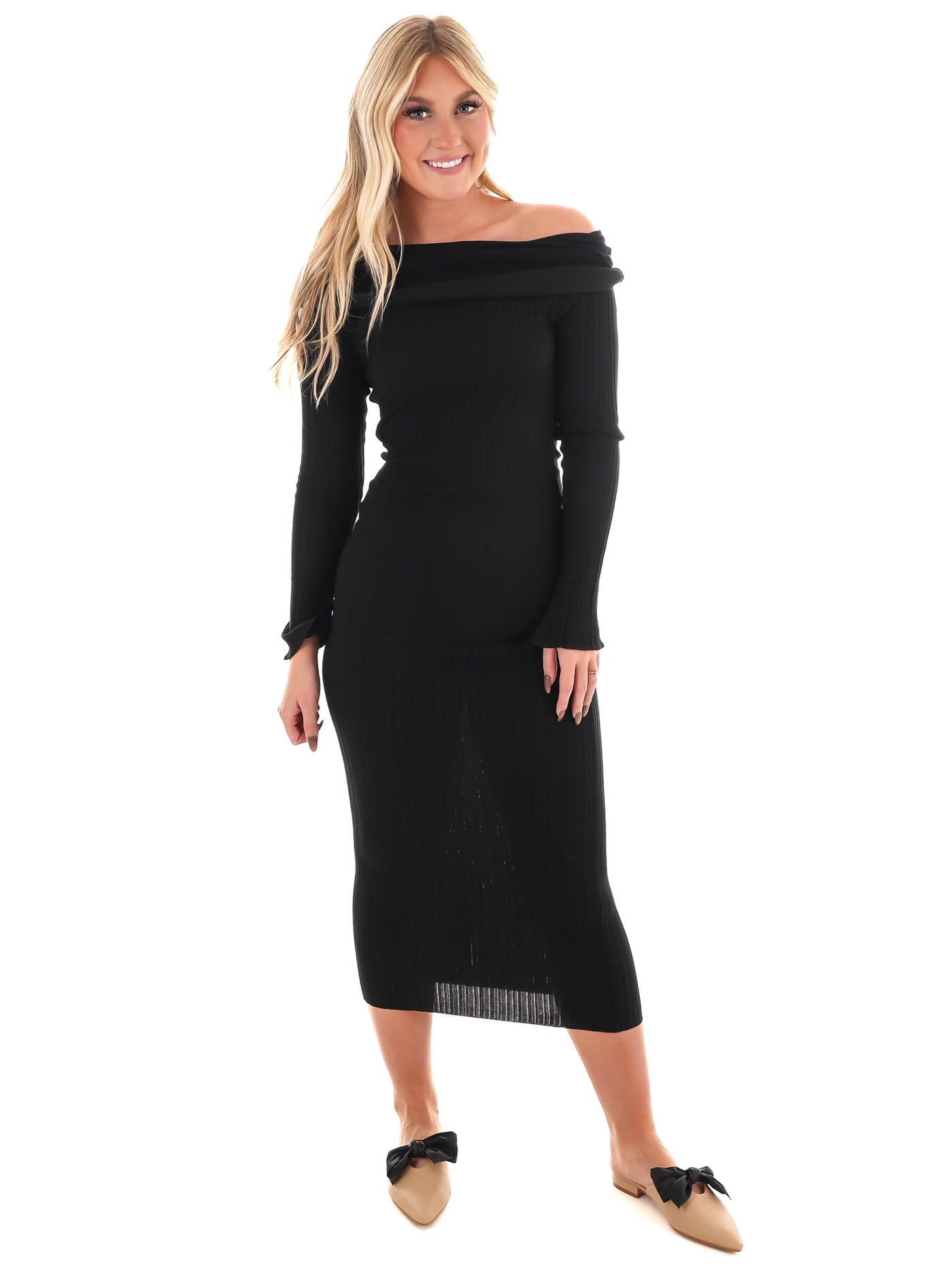 Serene Off Shoulder Sweater Maxi Dress