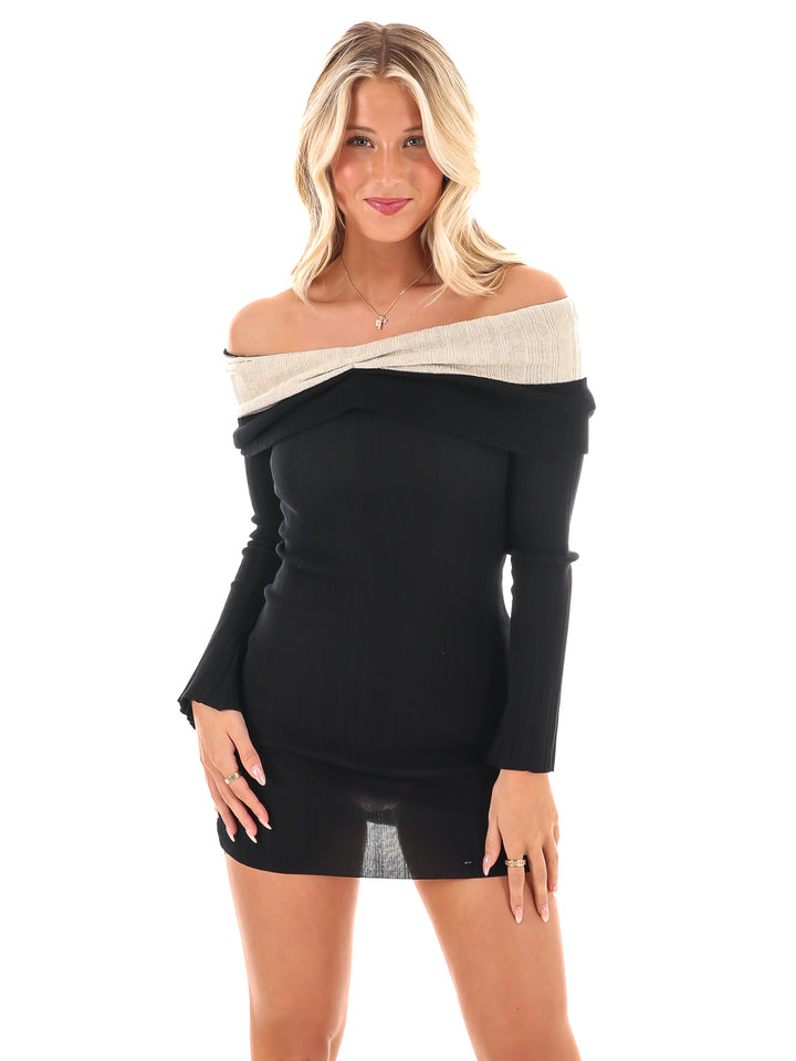 Off the Shoulder Sensation Mini Dress