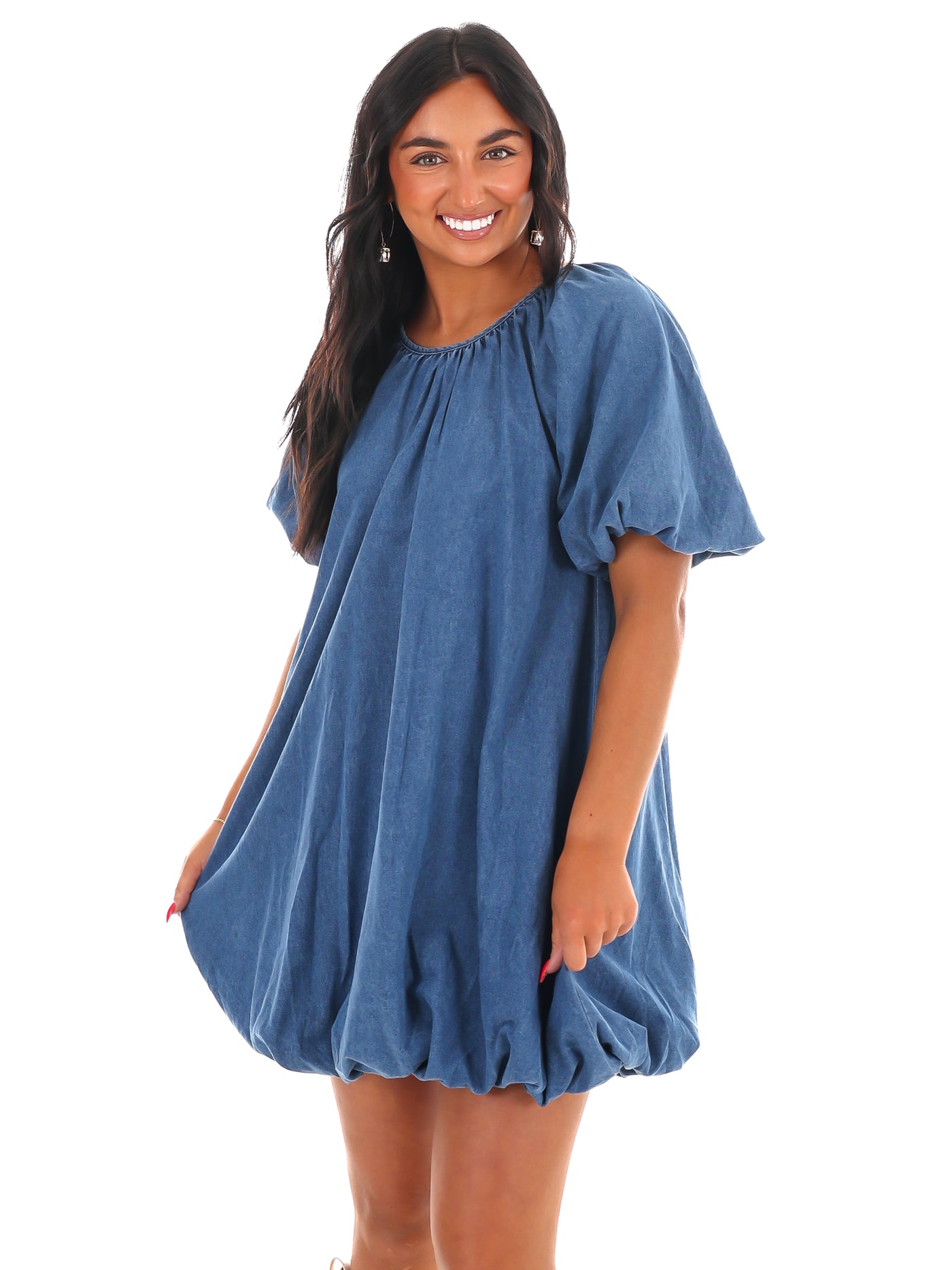 Edge and Elegance Denim Bubble Dress